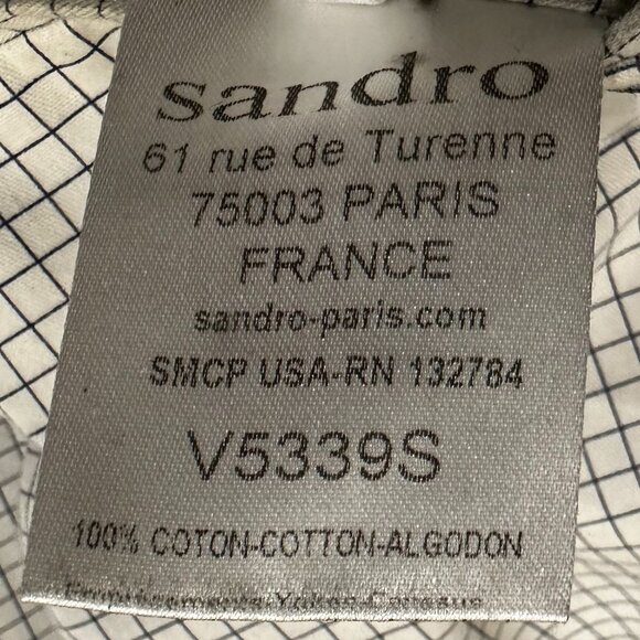 Sandro Paris Black Harrington Jacket – Leather Collar – Size Mens M/L - Picture 7 of 12